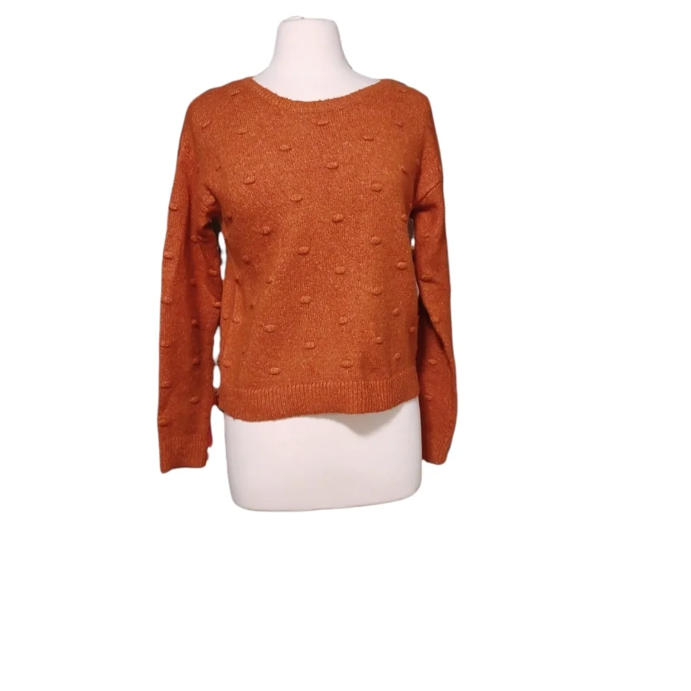 Love By Design S Crew Nwck Sweater Sweatshirt Burnt Orange Polka Dot Kni…